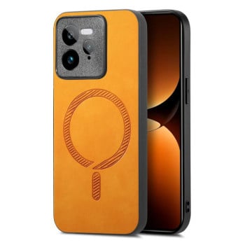 Чехол Retro MagSafe Magnetic PU на Realme GT7 Pro - желтый