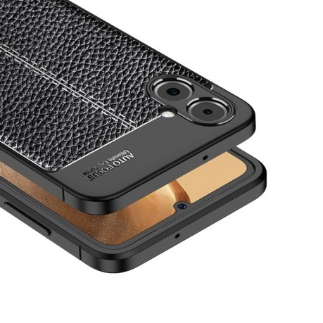 Противоударный чехол Litchi Texture на Samsung Galaxy A05 - черный