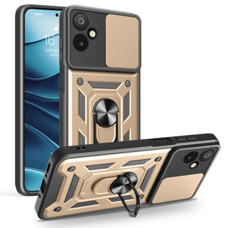 Противоударный чехол Sliding Camshield для Samsung Galaxy M06 5G / F06 5G - золотой