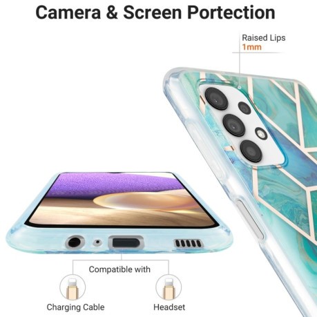 Противоударный чехол 3D Electroplating Marble для Samsung Galaxy A23 4G / 5G - зеленый