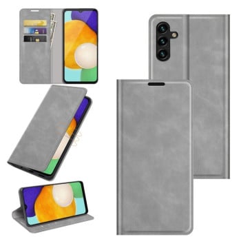 Чехол-книжка в стиле Retro мягкое покрытие Skin Feel деловой дизайн на Samsung Galaxy A04s/A13 5G - серый
