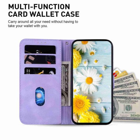 Чехол-книжка Lily Embossed Leather для Motorola Moto G05 / E15 - фиолетовый