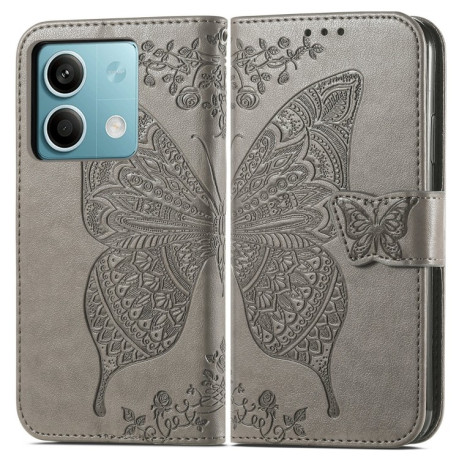 Чехол-книжка Butterfly Love Flower Embossed для Xiaomi Redmi Note 13 5G - серый