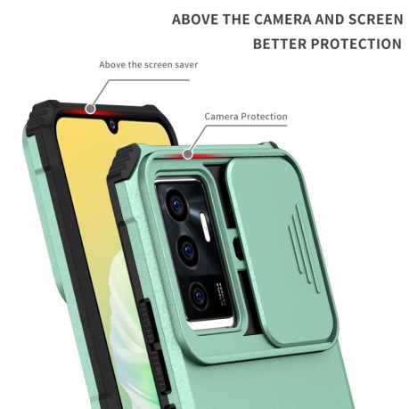 Противоударный чехол Stereoscopic Holder Sliding для Vivo V23e / S10e 5G - голубой