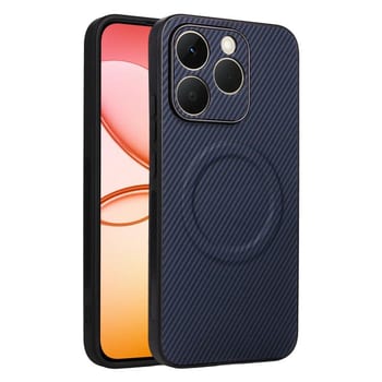Чехол Escase из веган-кожи с текстурой карбона на Realme 15T 5G — синий
