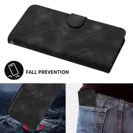 Чехол-книжка Line Pattern Skin Feel Leather для Xiaomi Poco F7 - черный