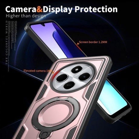 Протиударний чохол MagSafe Holder Armor PC Hybrid для Xiaomi Redmi 14C 5G - рожеве золото