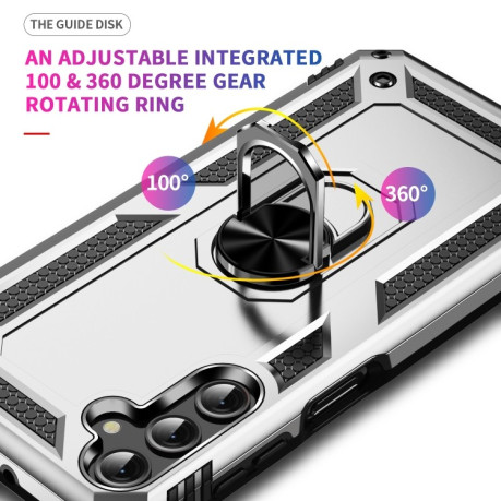 Противоударный чехол HMC 360 Degree Rotating Holder для Samsung Galaxy A24 4G/A25 5G - серебристый