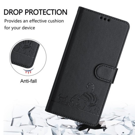 Чехол-книжка Cat Embossing Pattern на Infinix Smart 8 Plus / 8 Pro - черный