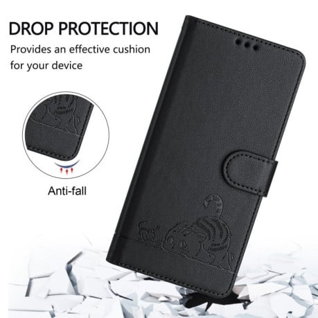 Чохол-книжка з тисненням Cat Rat захистом від сканування RFID на OnePlus Nord 4 5G - чорний