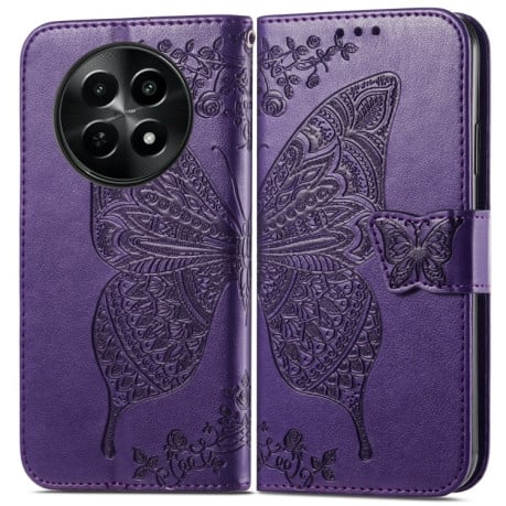 Чохол-книжка Butterfly Love Flower Embossed на Realme 12 - фіолетовий