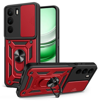 Чехол со шторкой на камеру Sliding Camshield и подставкой на Realme C71 4G - красный