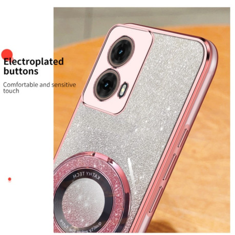 Протиударний чохол Plated Gradient Glitter Round Holder Motorola Moto G85 - сріблястий
