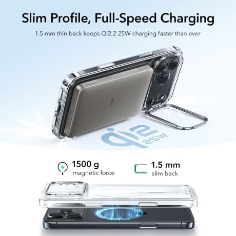 Оригінальний чохол ESR Classic Hybrid з підставкою Kickstand та з MagSafe на iPhone 17 Pro - Clear