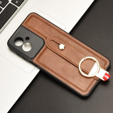Протиударний чохол Wristband Leather Back для Motorola Moto G55 5G - коричневий