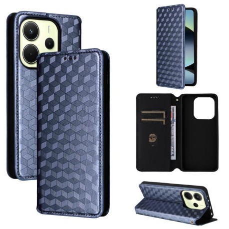 Чехол-книжка Cubic Grid Texture Flip Leather для Xiaomi Redmi Note 14 4G 164.84mm - синий