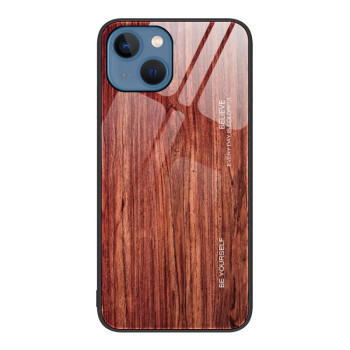 Протиударний чохол Wood Grain Glass на iPhone 14 Plus - кавовий