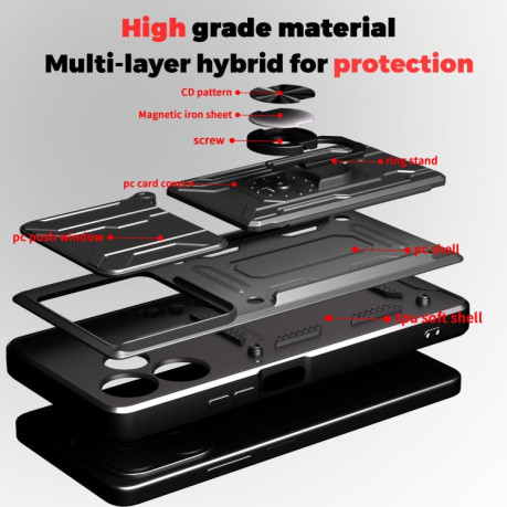 Чехол со шторкой для камеры Sliding Camshield и слотом для карты на OPPO A5 Pro 5G Global - синий