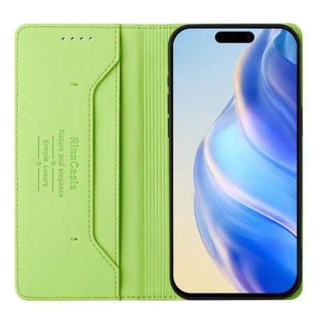 Чохол-книжка RC01 Dual-Folded Magnetic Suction RFID Leather на iPhone 16e - зелений