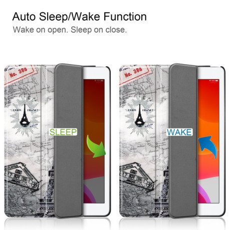 Чехол Custer Three-folding Sleep/Wake-up Eiffel Tower на iPad 9/8/7 10.2 (2019/2020/2021)
