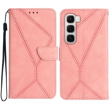 Чехол-книжка Stitching Embossed с магнитным хлястиком на Infinix Hot 60 Pro+ 4G - розовый