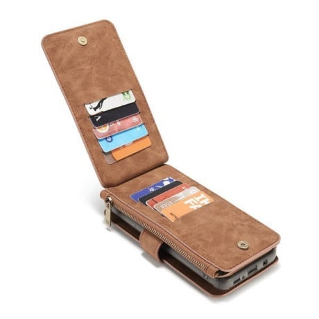 Кожаный чехол-кошелек CaseMe с отделением для кредитных карт на Samsung Galaxy S8 / G950 - коричневый