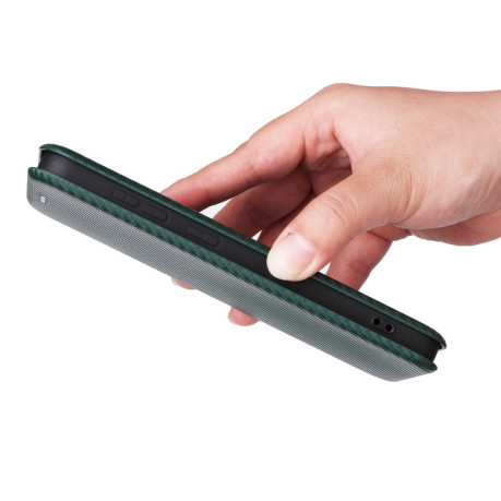 Чохол-книжка Carbon Fiber Texture на Samsung Galaxy S25+ 5G - зелений