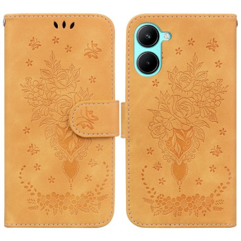 Чехол-книжка Butterfly Rose Embossed для Realme C33 - желтый