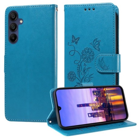 Чехол-книжка Embossed Butterfly для Samsung Galaxy A16 5G - синий
