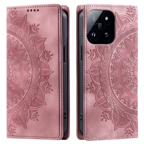 Чехол-книжка Totem Embossed Magnetic Leather для Xiaomi 14 Pro - розовое золото