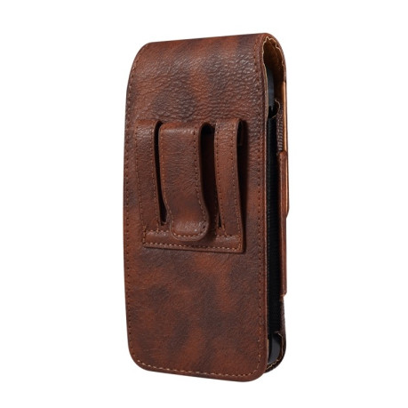 Універсальний чохол для смартфонів діагоналлю 6.7-6.9 Cowhide Texture Oxford Cloth Waist Bag - коричневий