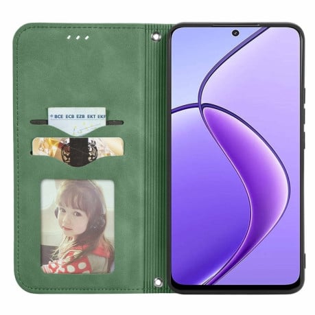 Чехол-книжка Retro Skin Feel Business Magnetic для Realme 13 5G/12 5G/12X 5G - зеленый