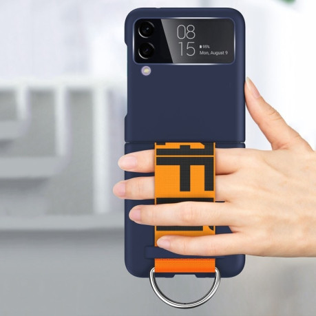 Противоударный чехол Wrist Strap Skin Feel для Samsung Galaxy Flip4 - белый