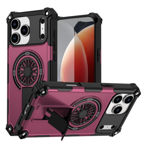 Противоударный чехол Shockproof Kickstand Metallic Shaft MagSafe на iPhone 17 Pro - фиолетовый