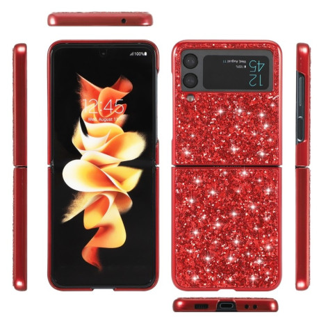 Ударозащитный чехол Glittery Powder на Samsung Galaxy Flip4  - красный