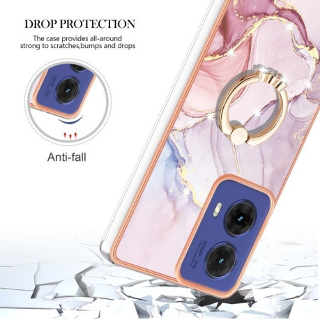 Чехол Electroplating with Ring Holder для Motorola Moto G85 - Rose Gold