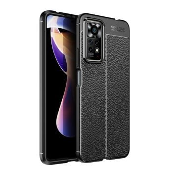 Противоударный чехол Litchi Texture на Xiaomi Redmi Note 12 Pro 4G/11 Pro Global(4G/5G)/11E Pro 4G / 5G Global - черный