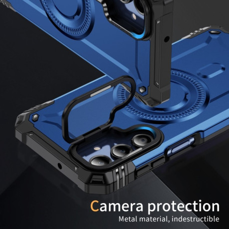 Противоударный чехол MagSafe Lens Holder PC Hybrid TPU для Samsung Galaxy A16 5G - синий