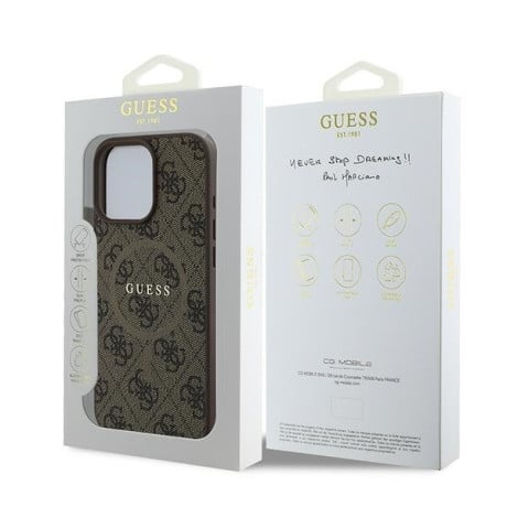 Оригінальний чохол Guess 4G Ring Classic MagSafe для iPhone 16 Pro - Brown