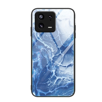 Противоударный стеклянный чехол Marble Pattern Glass на Xiaomi 13 - Blue Ocean