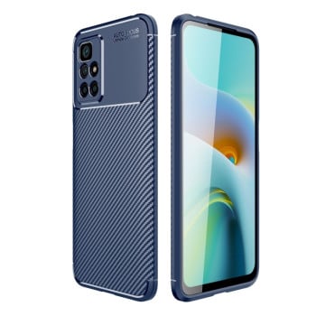 Ударозащитный чехол HMC Carbon Fiber Texture на Xiaomi Redmi 10/10 Prime - синий
