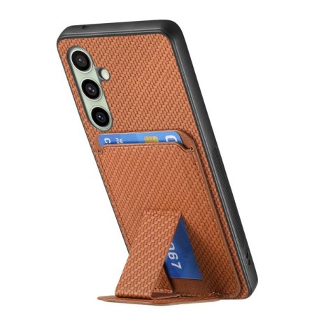 Протиударний чохол Carbon Fiber Card Bag для Samsung Galaxy A36 - коричневий