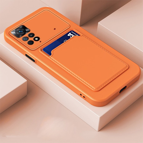 Противоударный чехол Card Slot Design для Xiaomi Redmi Note 11 / Poco M4 Pro 4G - оранжевый
