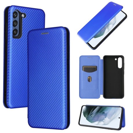 Чехол-книжка Carbon Fiber Texture на Samsung Galaxy S21 FE - синий