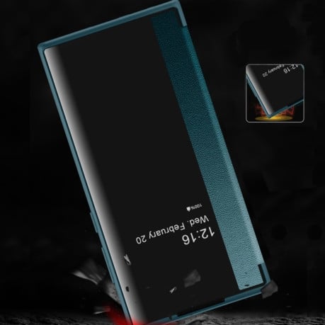 Чехол-книжка Side Window View на Samsung Galaxy S22 Ultra 5G - оранжевый