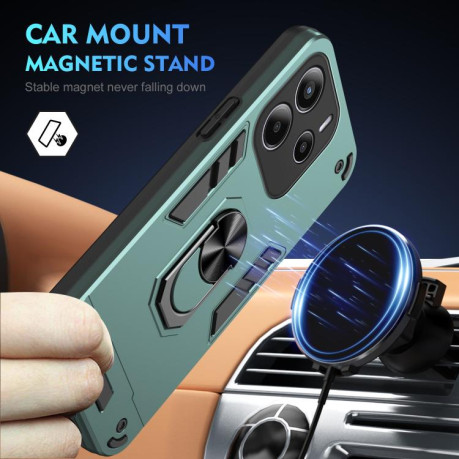 Ударозащитный чехол Shockproof Metal Ring Holder для Xiaomi Redmi Note 14 4G 164.84mm - зеленый