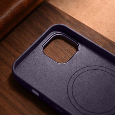Шкіряний чохол iCarer Genuine Leather (MagSafe) для iPhone 14 Plus - темно-фіолетовий