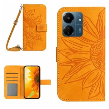 Чохол-книжка Skin Feel з малюнком соняшника на Xiaomi Redmi 13C/Poco C65 4G - жовтий