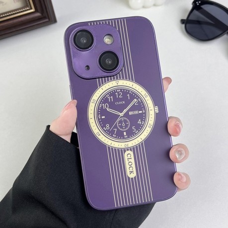 Чохол протиударний Clock Pattern Magnetic Lens Protection на iPhone 15 - фіолетовий