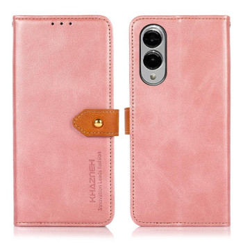 Чохол-книжка KHAZNEH Dual-color Cowhide для Samsung Galaxy S25 Edge 5G - рожеве золото